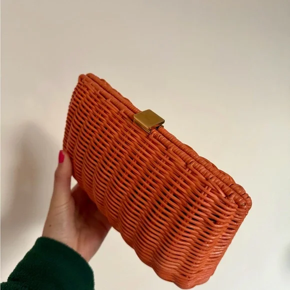 Aerin Vibrant Orange Woven Clutch - Picture 3 of 6